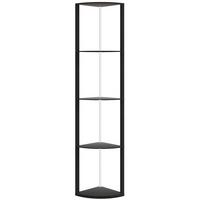 LED Stehlampe 5-stufige dimmbar Stehleuchte mit Regal, RGB Farbwechsel - Schwarz, Holzwerkstoff (42/29.5/163cm) - HOMCOM