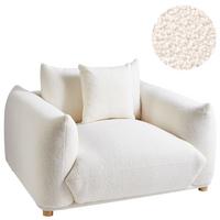 SESSEL Bouclé Cremeweiß Luvos - Creme/Weiß, Textil (120/74/108cm) - Beliani