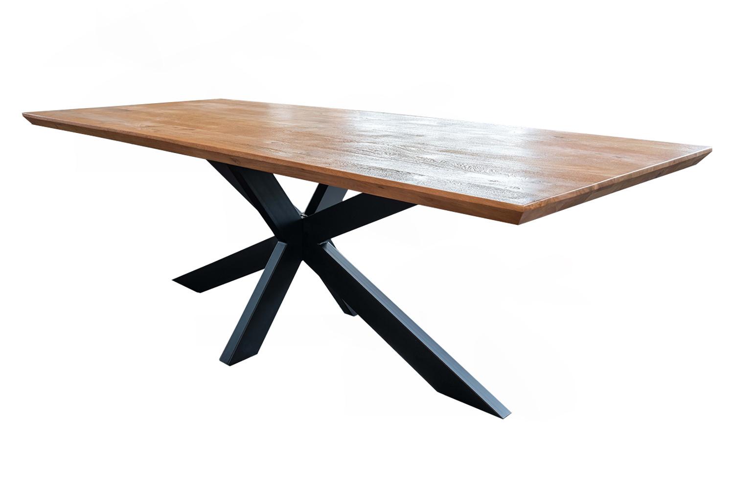 ESSTISCH MIT SCHWEIZER KANTE SELVA Braun Akazie - Schwarz/Braun, Holz/Metall (100/220/78cm) - KAWOLA