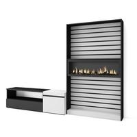 WOHNWAND Elektrokamin, weiß, schwarz, 260/35/186cm - Multicolor/Schwarz, Holzwerkstoff (260/186/35cm) - Skraut Home
