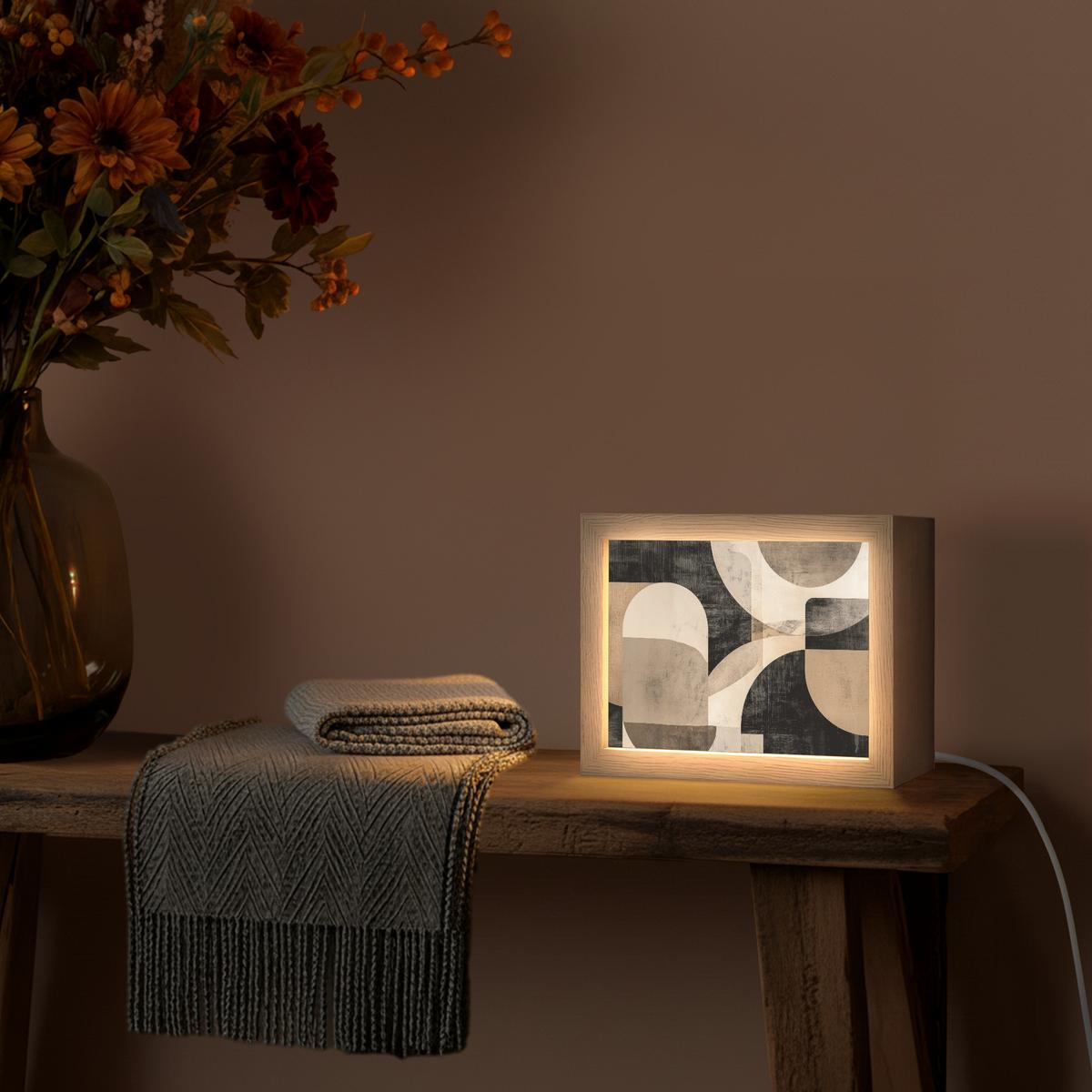 WANDLEUCHTE Abstrakt - Formen - Modern - Beige 20x15 cm - Grau, Holzwerkstoff (20/15/8cm) - OnlyWow