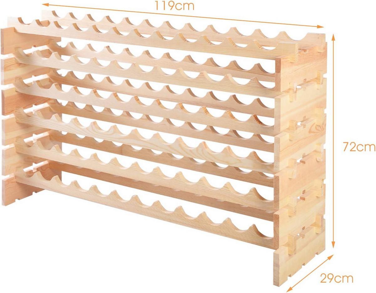 WEINREGAL 72 Flaschen Holz - Naturfarben, Holz (119/72/29cm) - COSTWAY