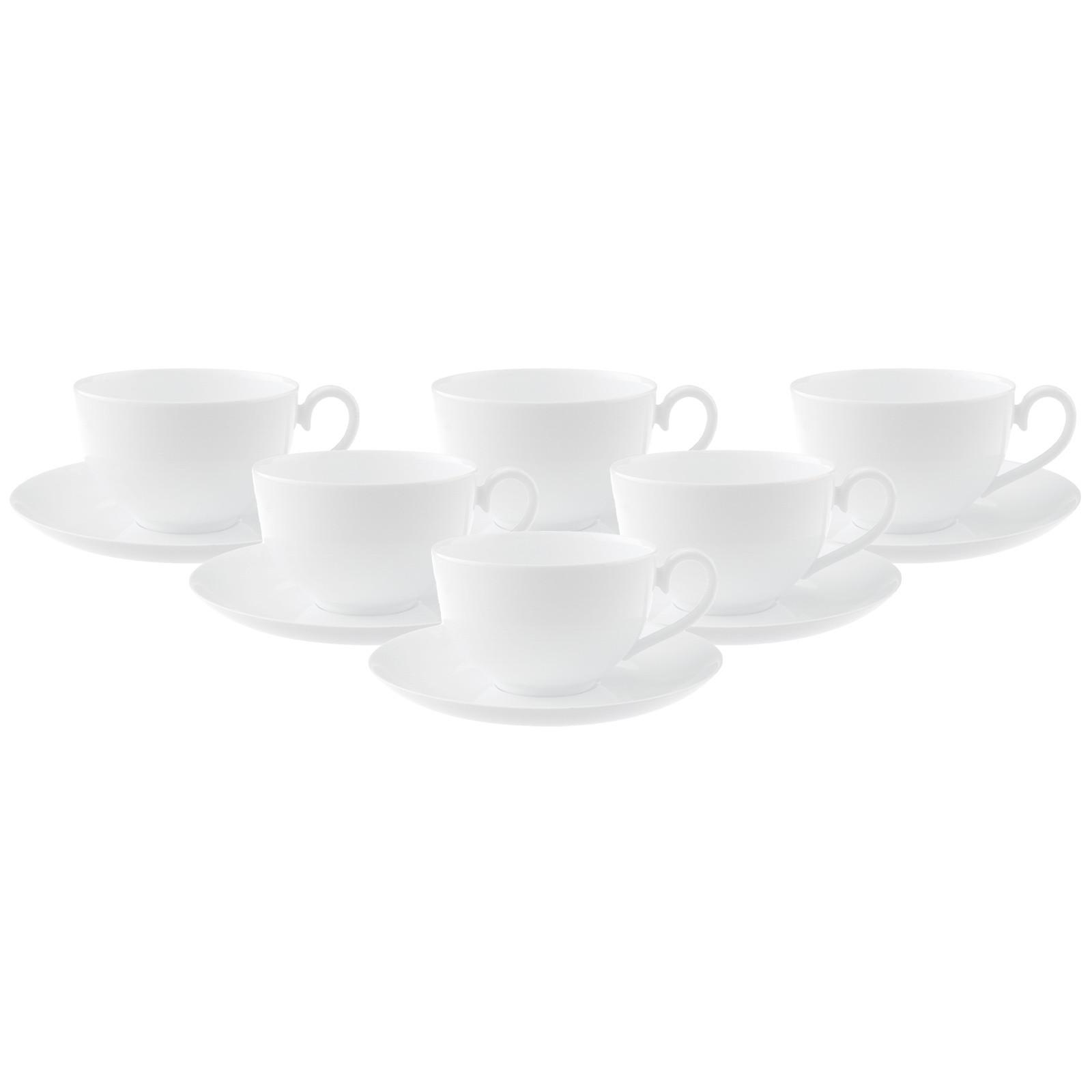 CAFÉ AU LAIT TASSEN MIT UNTERTASSEN Royal weiß 400 ml 6er Set - Weiß, Keramik (18/9.3/18cm) - Villeroy & Boch