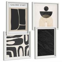 BILDER SET 4er Set - 50x50 cm & 40x60 cm Weißer Rahmen - Abstrakte Marmorformen - Weiß, Kunststoff (50/50cm) - TULUP