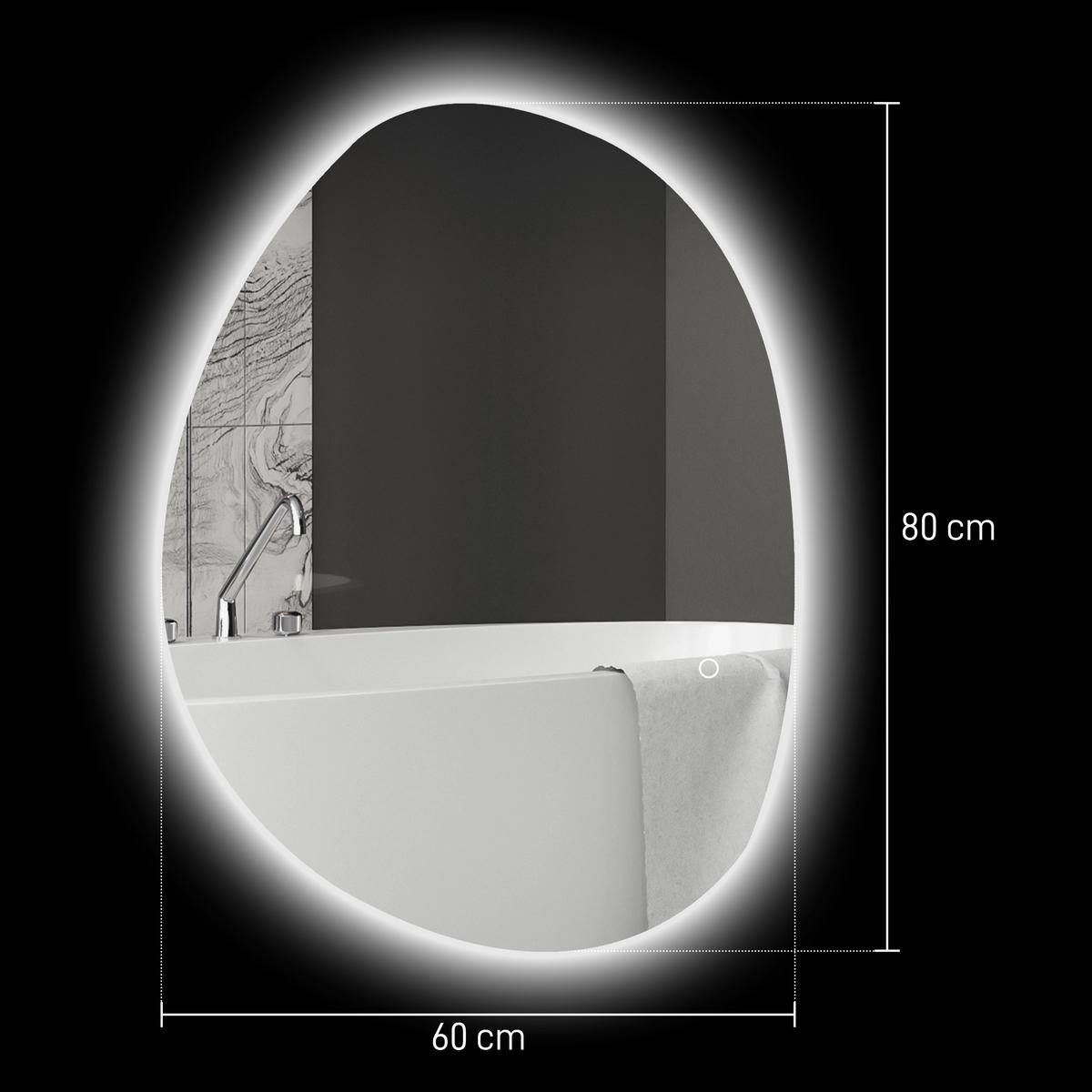 BADSPIEGEL Gehärtetes Glas Silber - Silberfarben, Glas (60/80/5cm) - HOMCOM