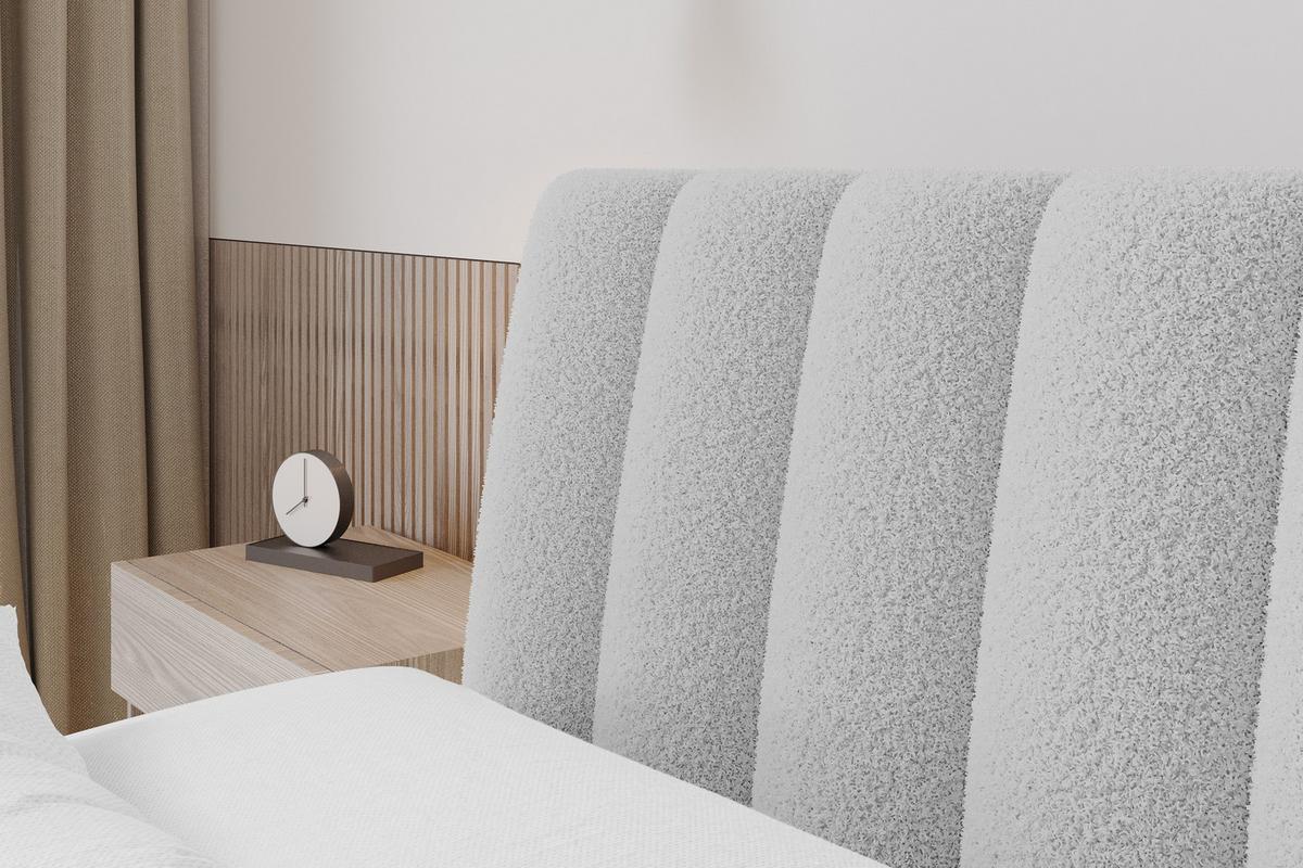 POLSTERBETT mit Bettkasten und Lattenrost, Bett mit Matratze H3/H4 - ILAN 140x200 Hellgrau - Silberfarben, Holzwerkstoff/Textil (140/200cm) - ALTDECOR