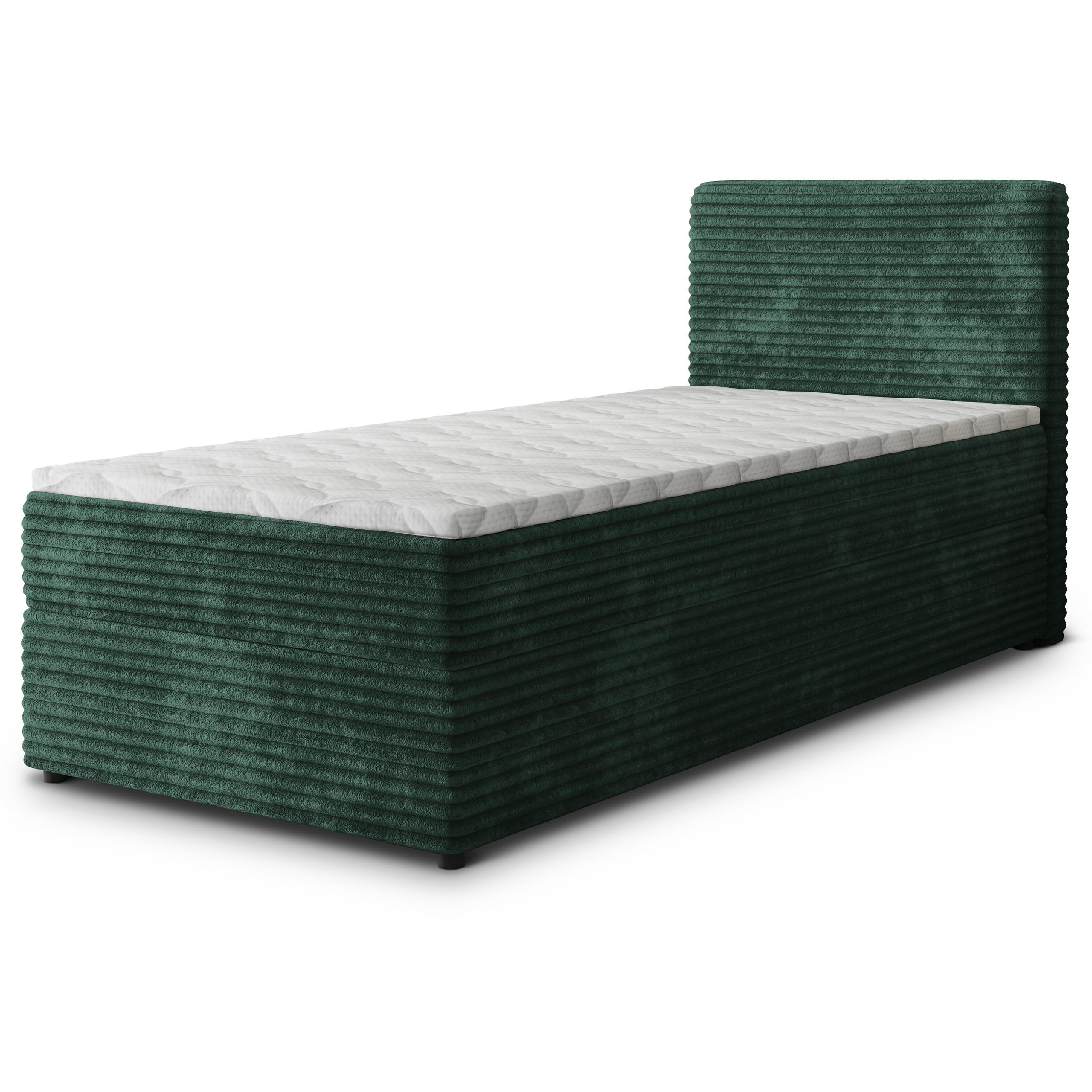 BOXBETT PISA 100 100x200 cm mit Matratze und Topper, H2+H3 - Grün - Grün, Holz (100/200cm) - MASSENO