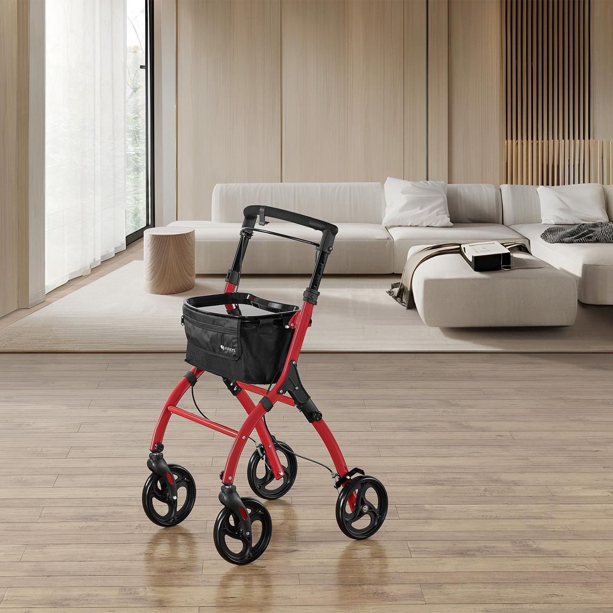 WOHNUNGSROLLATOR Aktiv rot mit Transporttasche - Rot, Metall (66/90/56cm) - Juskys