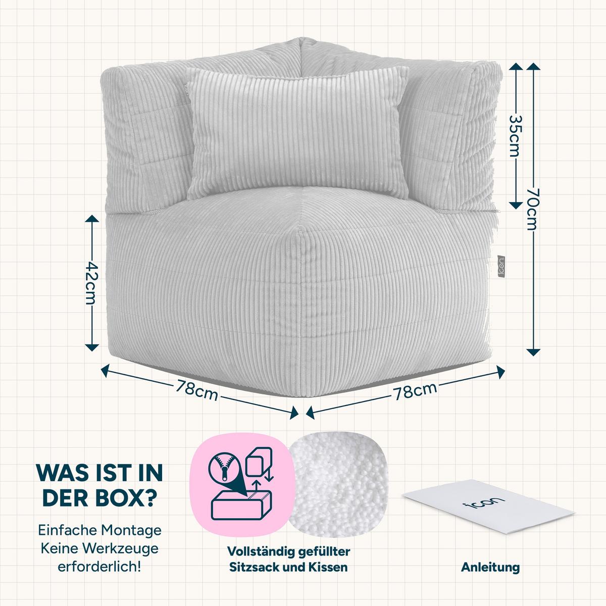 SITZSACK-ECKSOFA Noa modular Cord - Beige, Textil (78/70/78cm) - icon