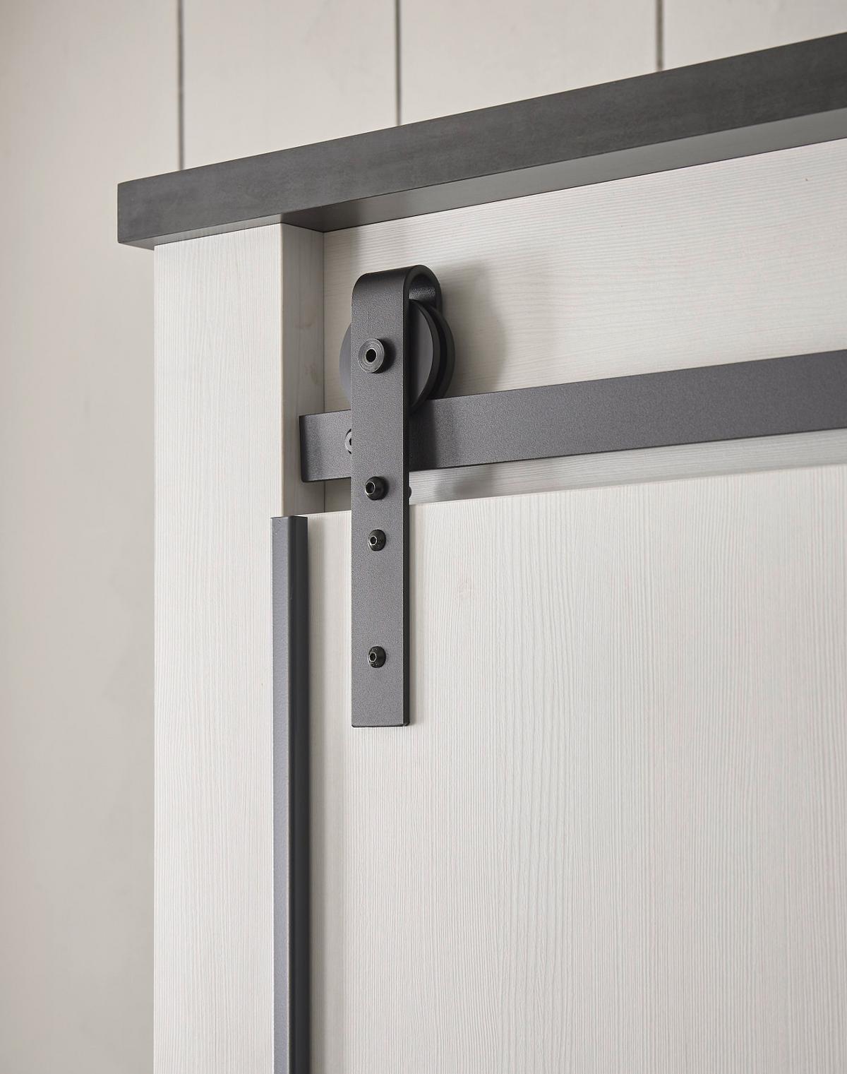 KLEIDERSCHRANK weiß Pinie, anthrazit Landhaus, Schiebetürenschrank 3-türig mit Spiegel 201 x 209 - Anthrazit/Weiß, Holzwerkstoff/Metall (201/209/63cm) - Furn.Design