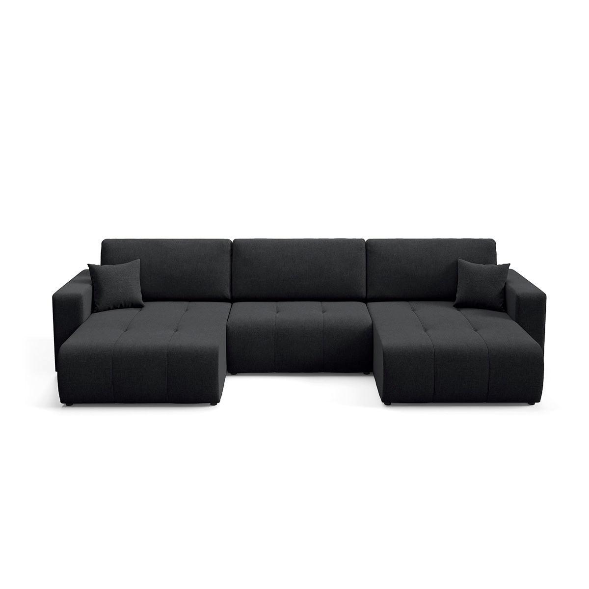 PANORAMASOFA Giulia 5 Sitzplätze Schwarz - Schwarz, Holz (344/82/149cm) - Petits-meubles