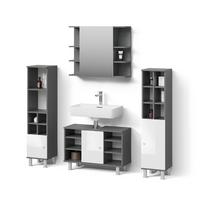 BADMÖBEL-SET Fucino Anthrazit 4 Teile, mit Midischränke - Anthrazit, Holzwerkstoff (80/54/32cm) - Livinity®