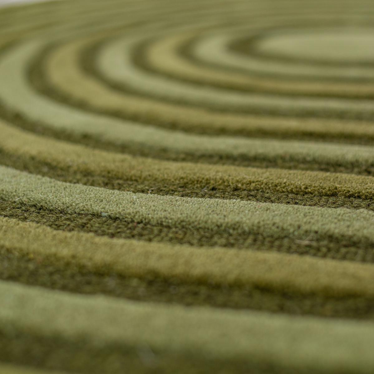 WOLLTEPPICH LEVEN, geometrisch, Olivegrün, 120 x 180 cm - Grün, Textil (180/120cm) - KADIMA DESIGN