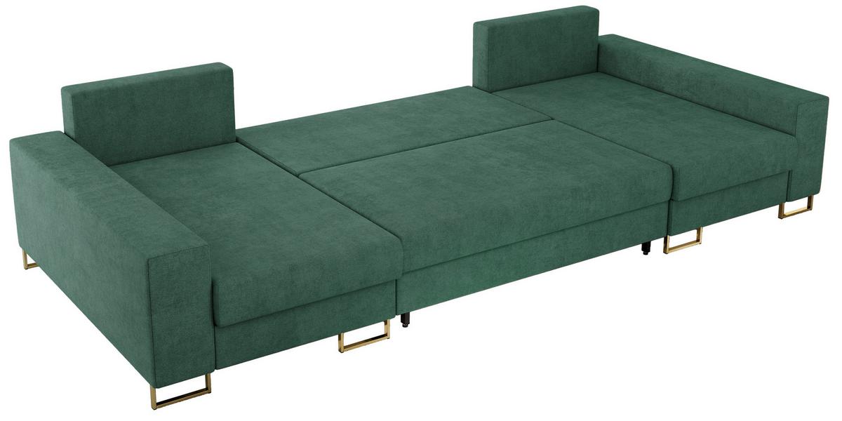 WOHNLANDSCHAFT DORIAN U Struktur Grün - Goldfarben/Grün, Textil/Metall (312/85/138cm) - MKS