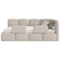 KINDERBETT Cloudy Hellbeige 90x200 cm, Rausfallschutz, Kopfteil rechts, Samt - Ecru/Schwarz, Kunststoff/Textil (90/200cm) - Selsey