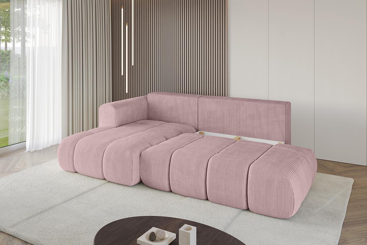 ECKSOFA Ottomane Links CLOUD-L-v1 280x185x90 Rosa Cord - Rosa, Holzwerkstoff/Kunststoff (180/289cm) - ALTDECOR