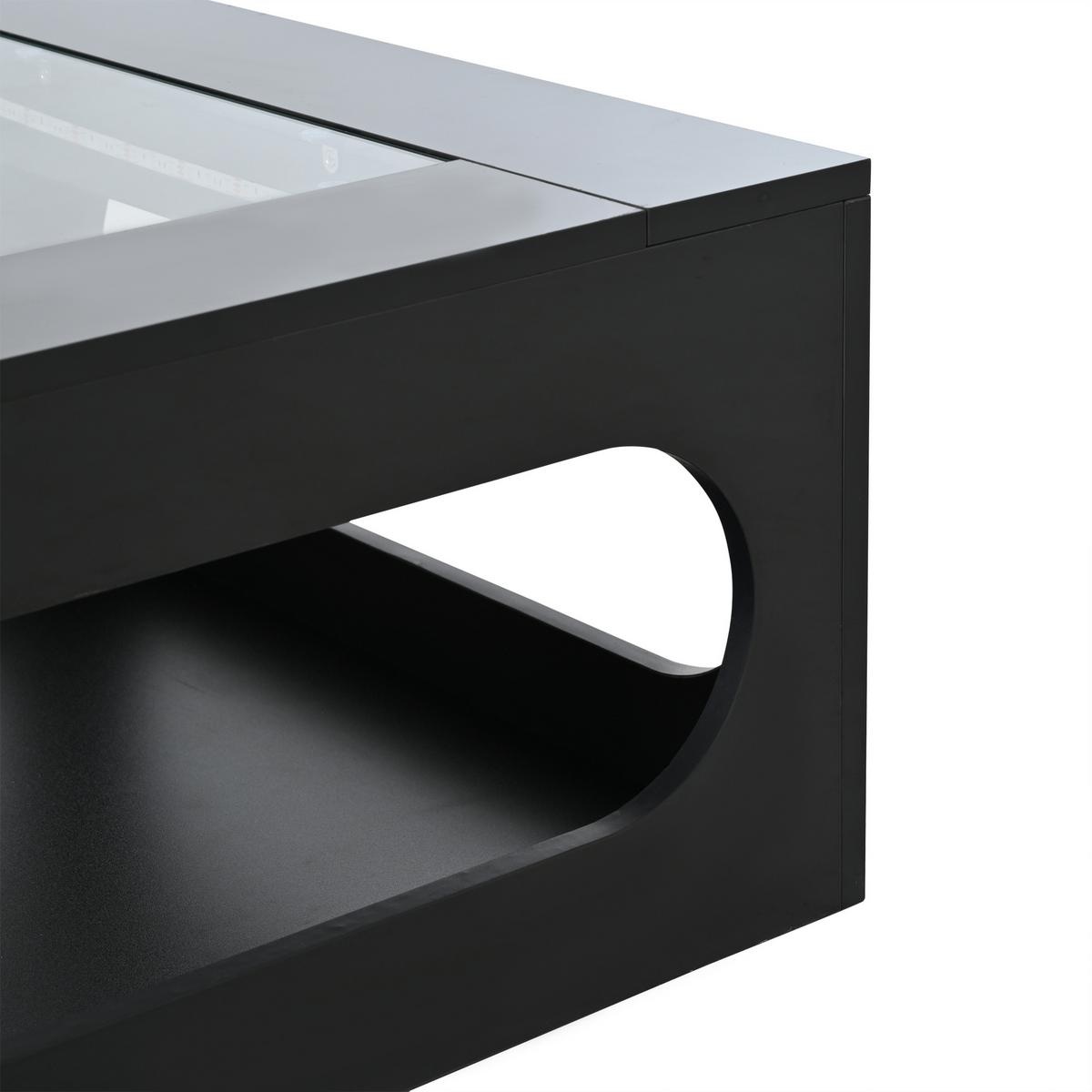 COUCHTISCH in Schwarz-Hochglanz mit LED-Beleuchtung und Glasplatte - Weiß, Holzwerkstoff (70/70/35cm) - Urban Meuble