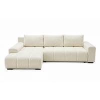 ECKSOFA Ovia mit Bettkasten und Schlaffunktion, Bouclé-Stoff in L-Form - Beige, Textil (270/185cm)