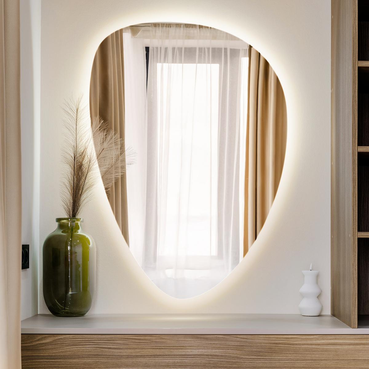 LED SPIEGEL 57x80 cm asymmetrisch 3000K - Gelb, Glas (57/80/0.4cm) - TULUP
