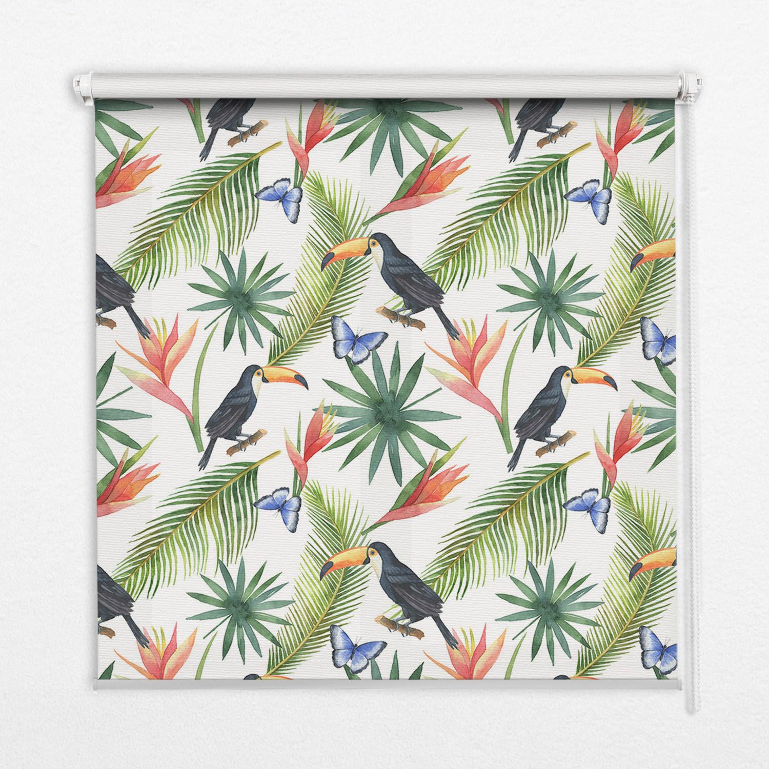 INNENROLLO - Fensterrollo - Rollo - 80x180 cm - Tukane auf Blumen - Grün, Kunststoff (80/180/0.5cm) - TULUP