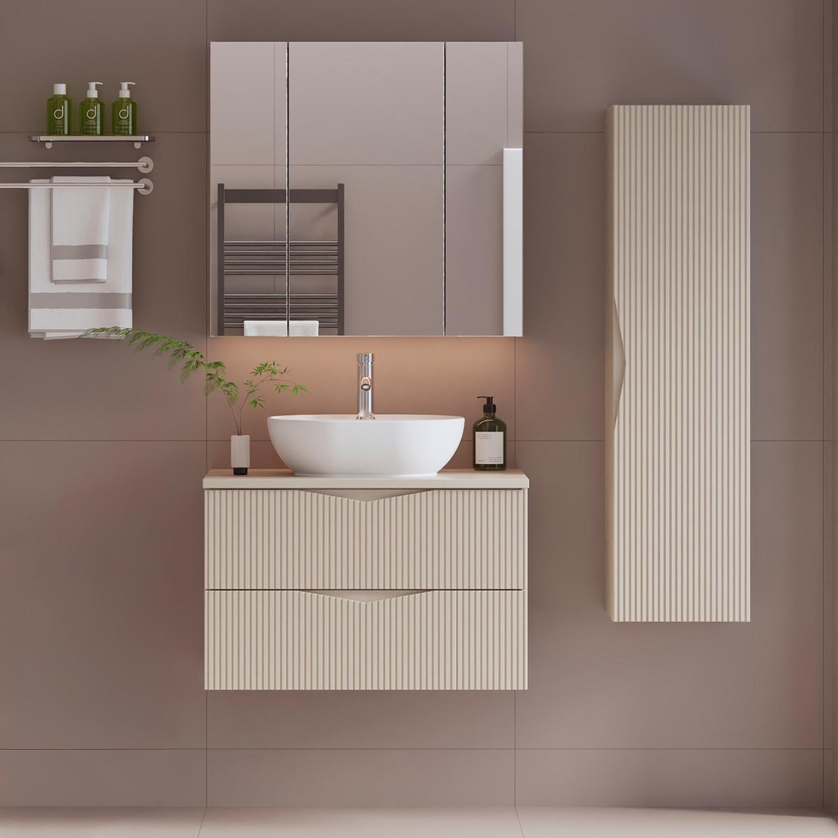 BADMÖBEL 80.6cm Tao 2er-Set Kaschmir - Beige, Holzwerkstoff (80.6/52.2/46.5cm) - Petits-meubles