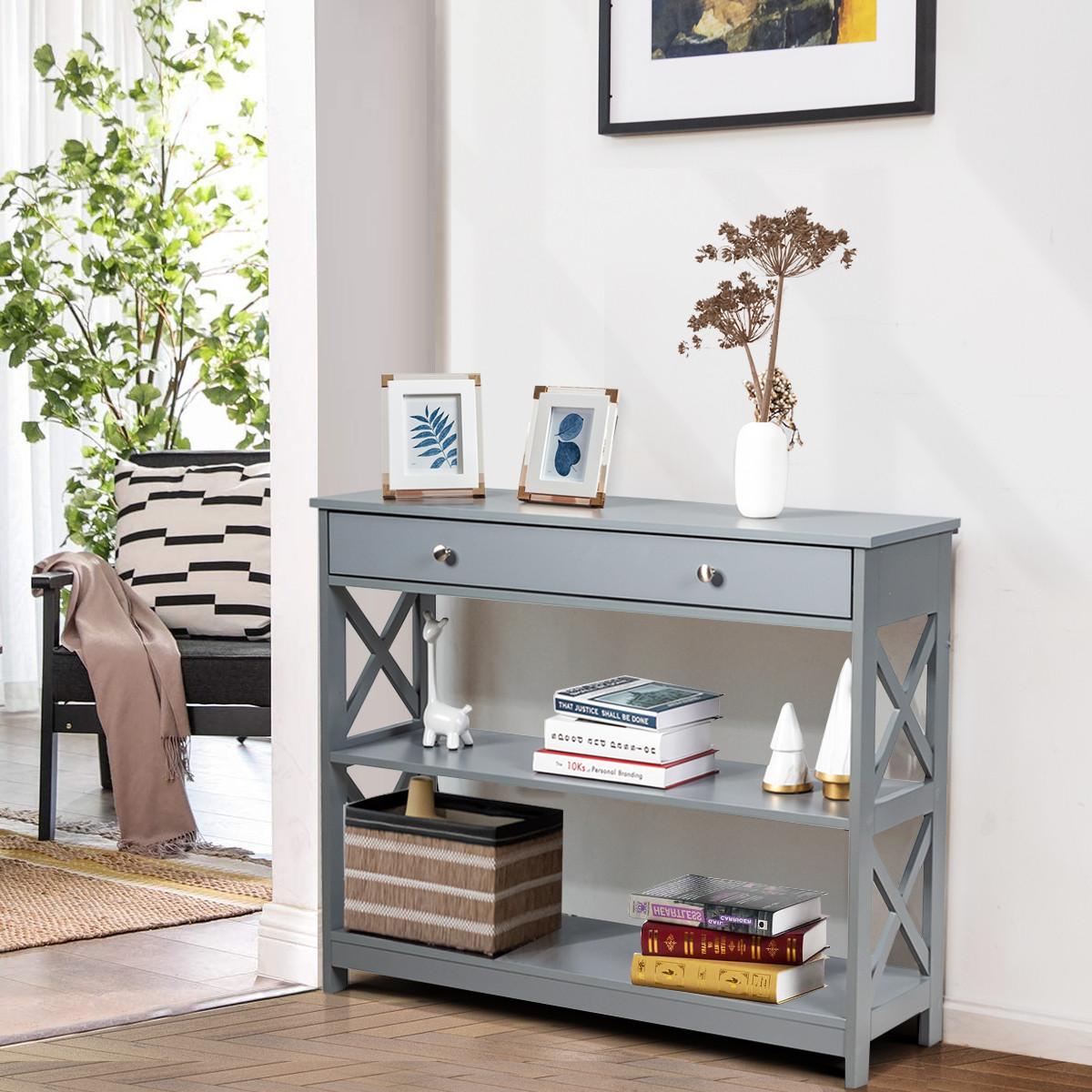 KONSOLENTISCH Grau - Grau, Holzwerkstoff (30/100/80cm) - COSTWAY