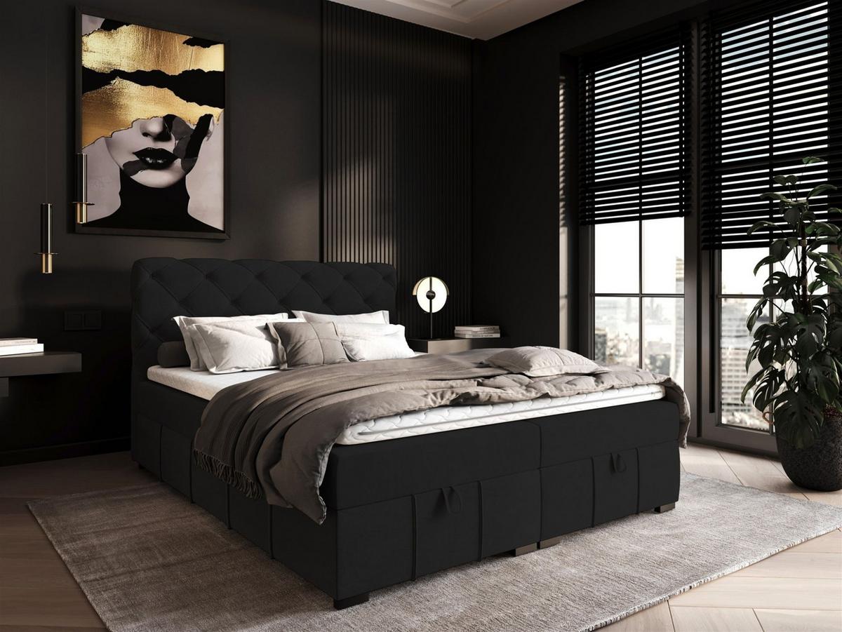 BOXBETT Gisel - Schwarz, Holzwerkstoff/Textil (120/200cm) - Fun Möbel