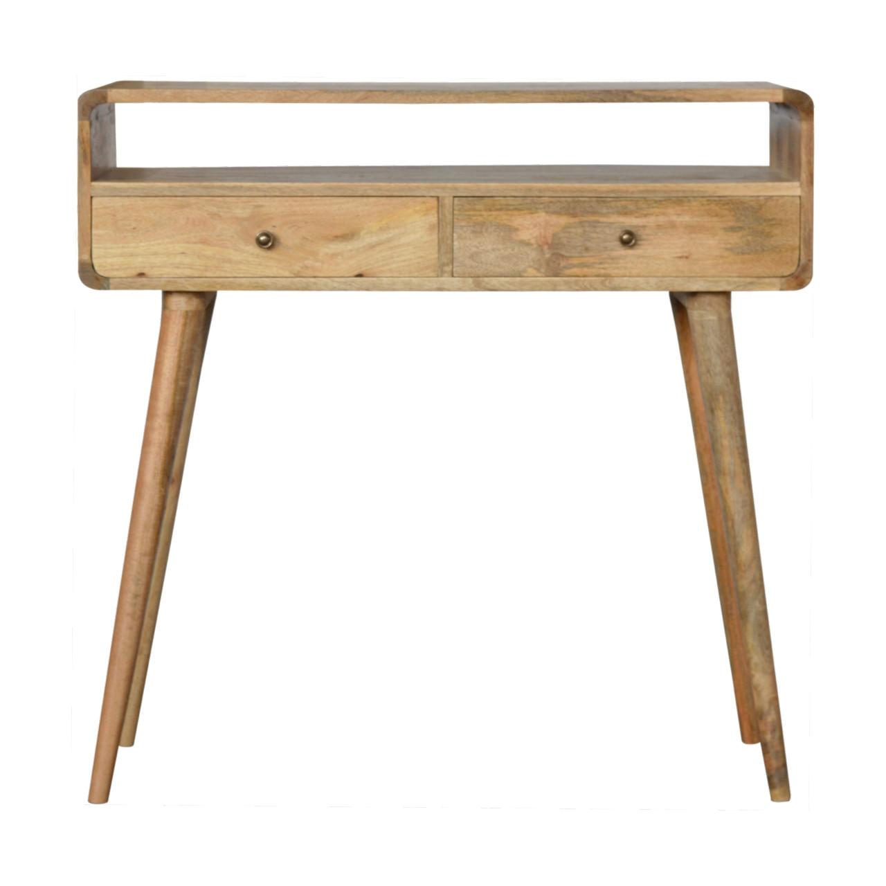 KONSOLE-TISCH in Eichen-Finish, 2 Schublades, 1 Offenes Fach, Beige - Messingfarben/Braun, Holz/Metall (35/90/90cm) - Artisan Furniture