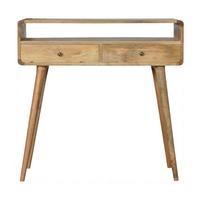 KONSOLE-TISCH in Eichen-Finish, 2 Schublades, 1 Offenes Fach, Beige - Messingfarben/Braun, Holz/Metall (35/90/90cm) - Artisan Furniture