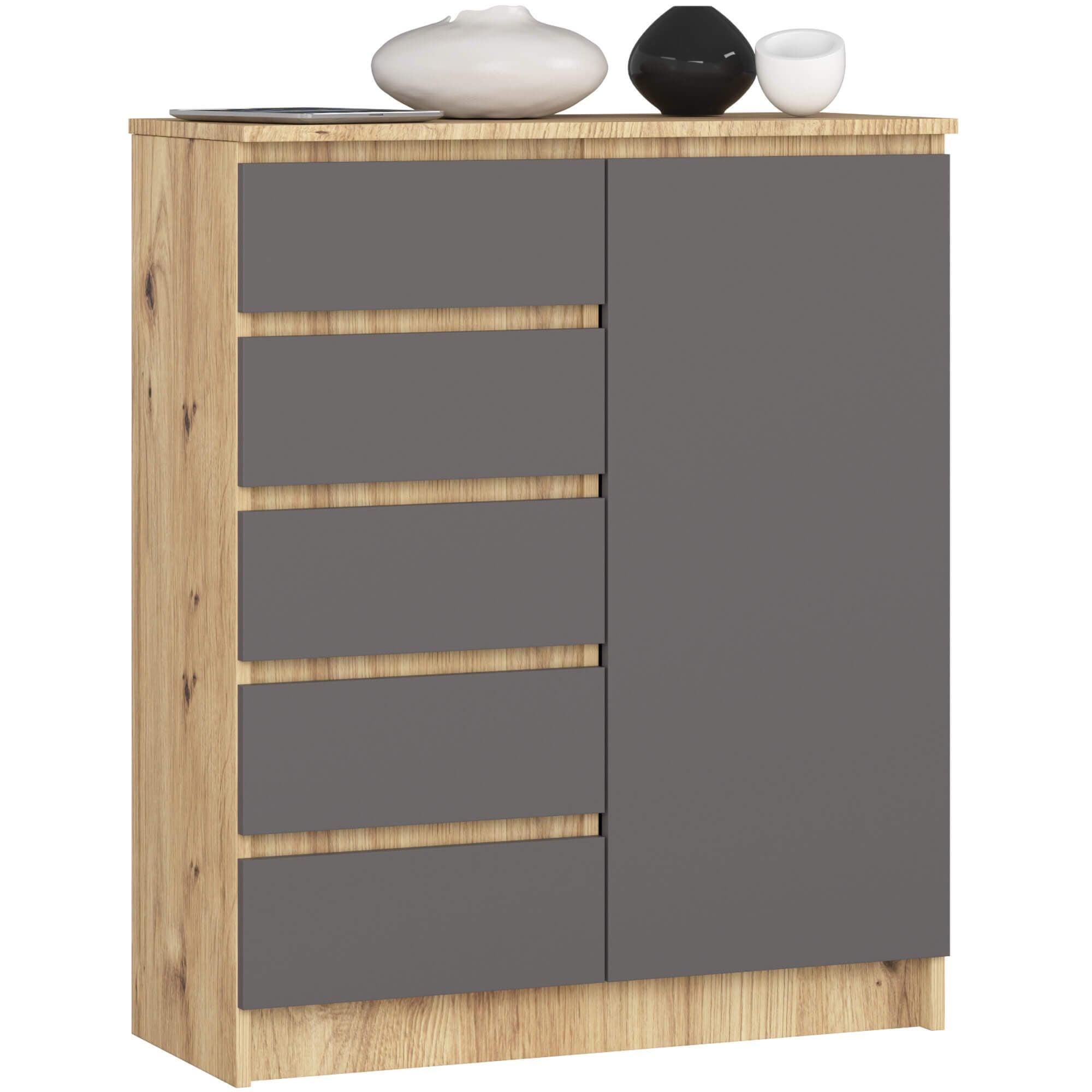 KOMMODE Eiche Artisan, Graphit Grau 97/80/35 - Eiche Artisan, Holzwerkstoff (80/97/35cm) - RAUMHIRSCH FURNITURE