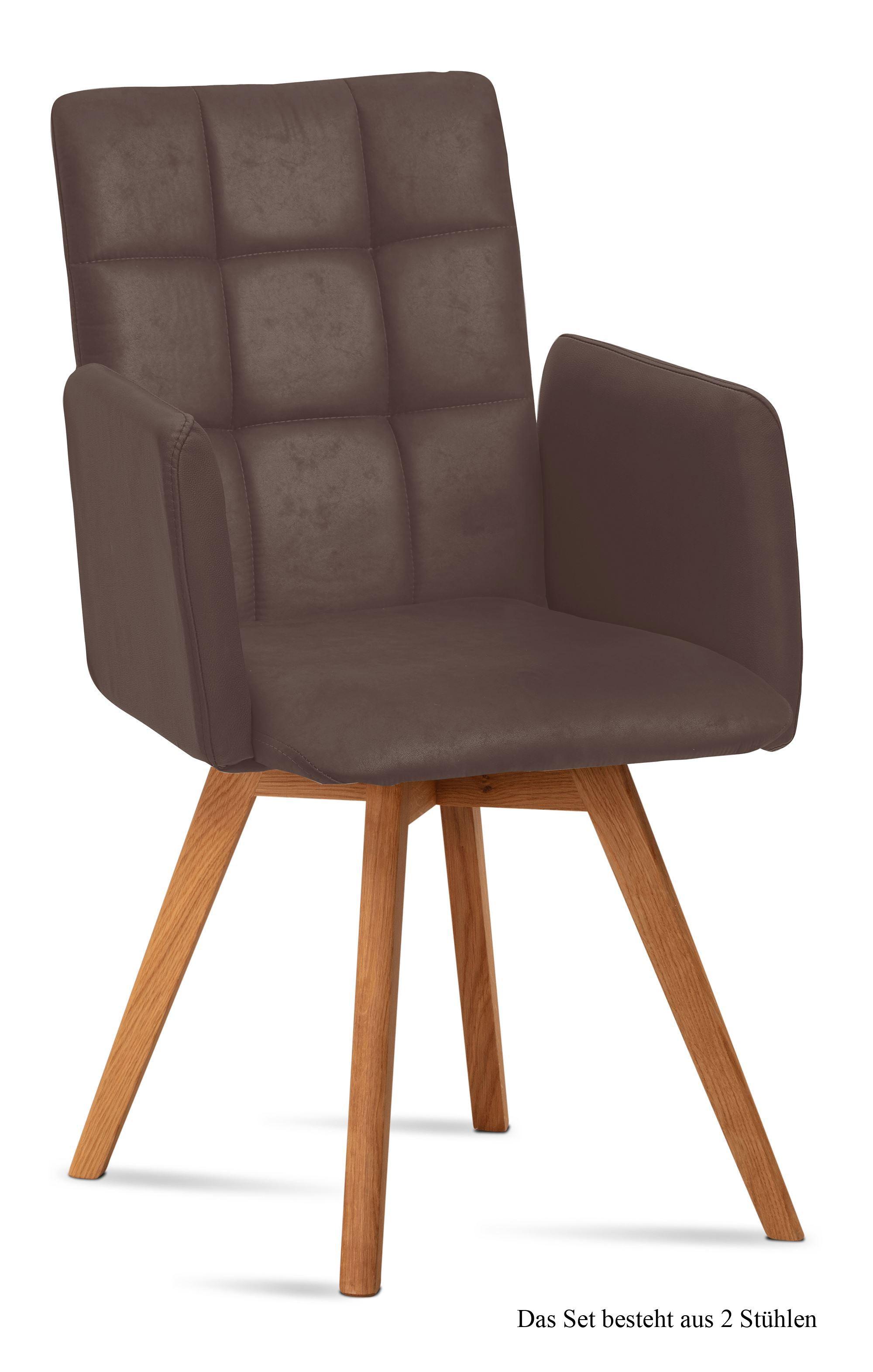 ARMLEHNSTUHL (2er-Set) Dione 52x91x60 Eiche geölt/Braun - Eichefarben/Braun, Kunststoff (60/91/52cm) - 58aufmkessel