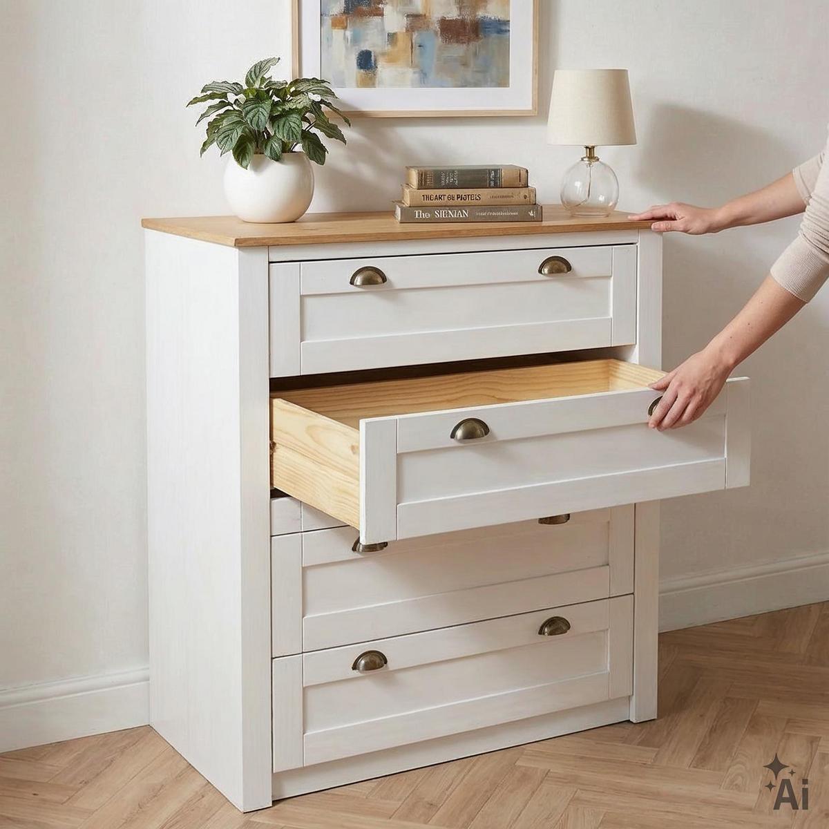 KOMMODE BOLTON weiß/braun - Weiß/Braun, Holz (91/93/40cm) - IDIMEX