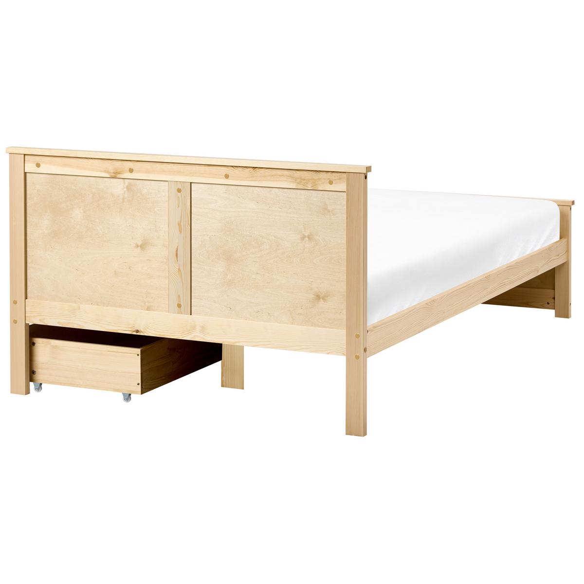 BETT mit 2 Schubladen 120/200 cm Kiefernholz Hellbraun Dauphin - Hellbraun, Holz (120/200cm) - Beliani