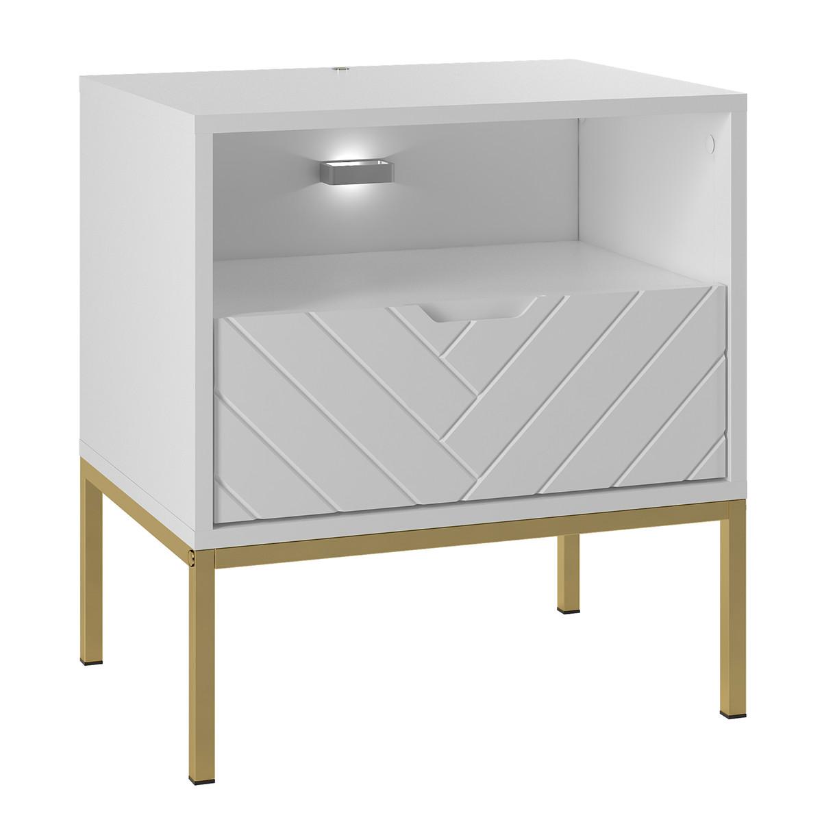 NACHTTISCH Daria Weiß - Weiß, Holzwerkstoff (53/77/39cm) - Petits-meubles
