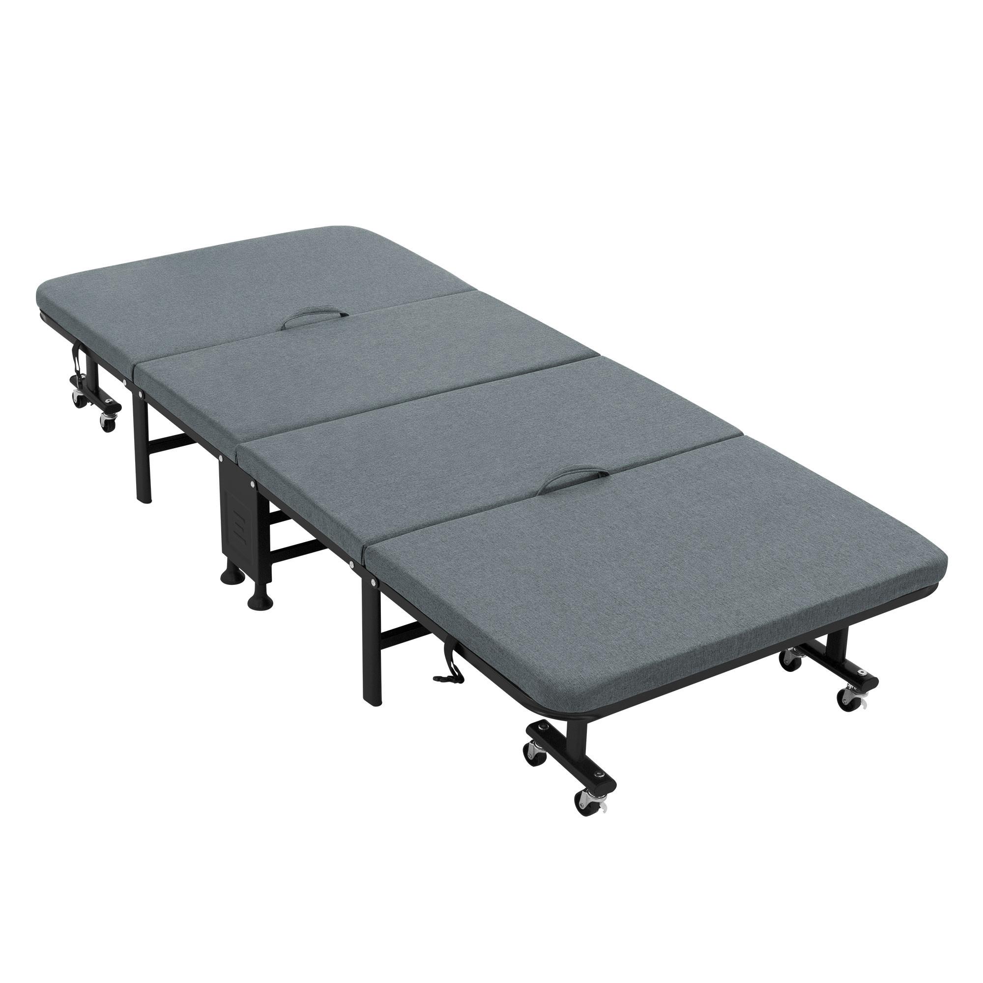 GÄSTEBETT 90x200 cm klappbar aus Metall - Grau, Holz (90/200cm) - ECD-Germany