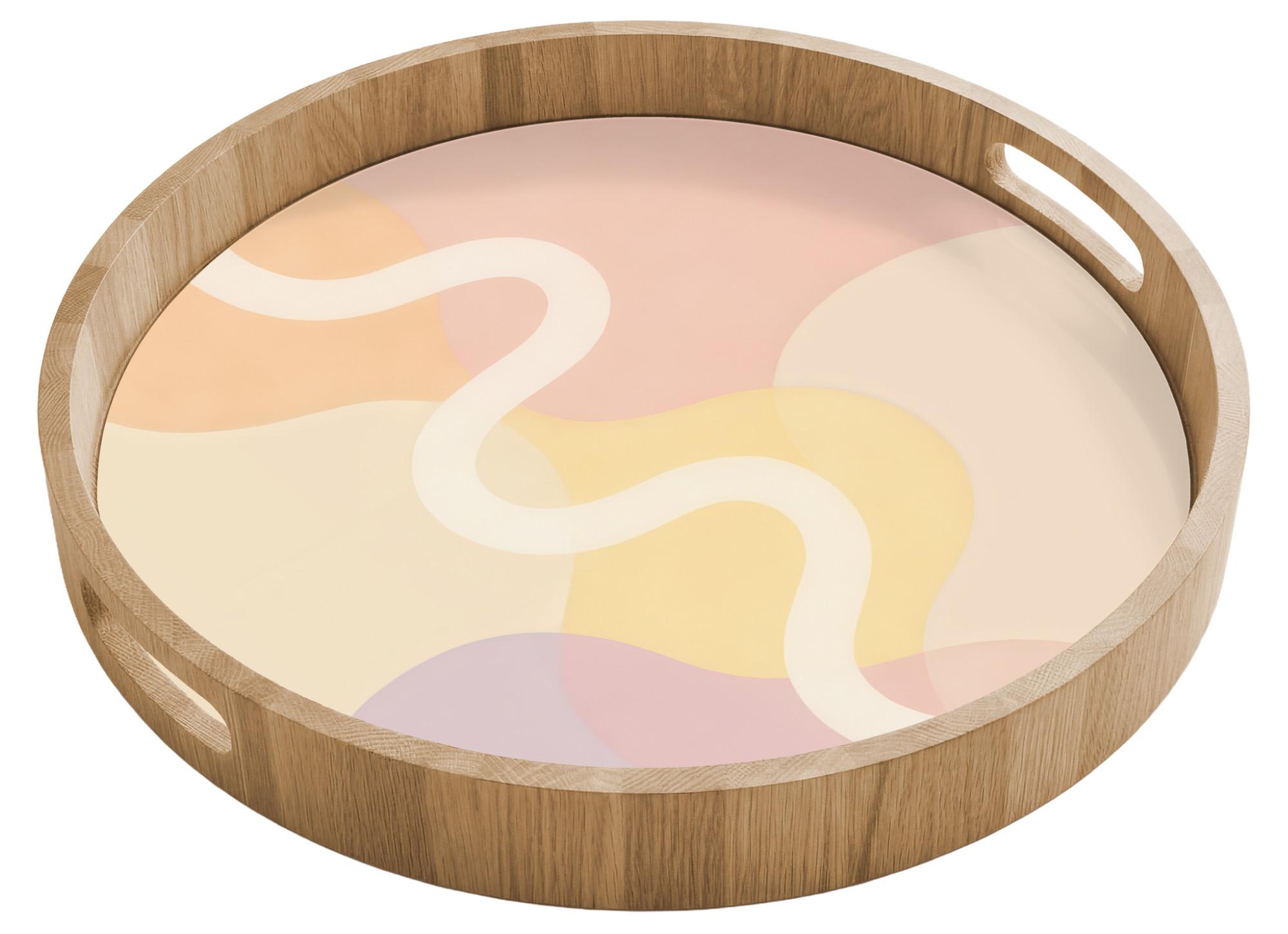 TABLETT Gewellte Formen - Abstrakt - Pastell 40x40 cm - Beige, Holz (40/5/5cm) - OnlyWow