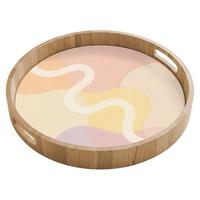 TABLETT Gewellte Formen - Abstrakt - Pastell 40x40 cm - Beige, Holz (40/5/5cm) - OnlyWow