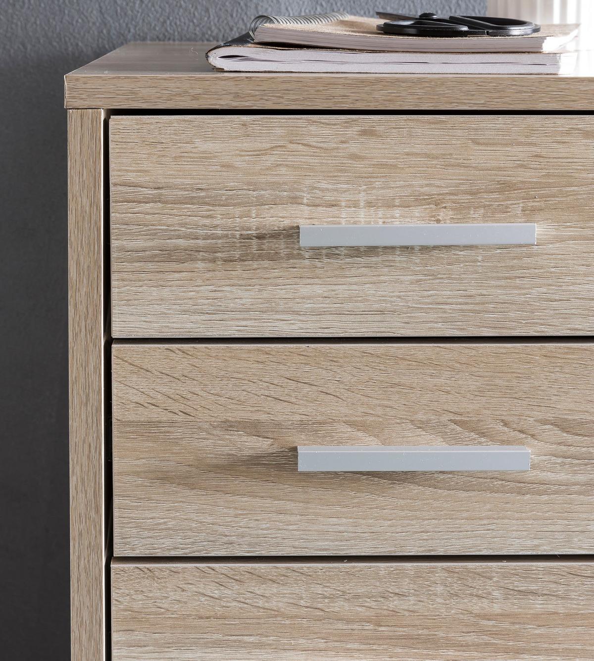 ROLLCONTAINER Holz 5 Schubladen Schmal Mit Rollen, Sonoma 33x38x63 cm - Schwarz/Braun, Kunststoff (33/63/38cm) - KADIMA DESIGN