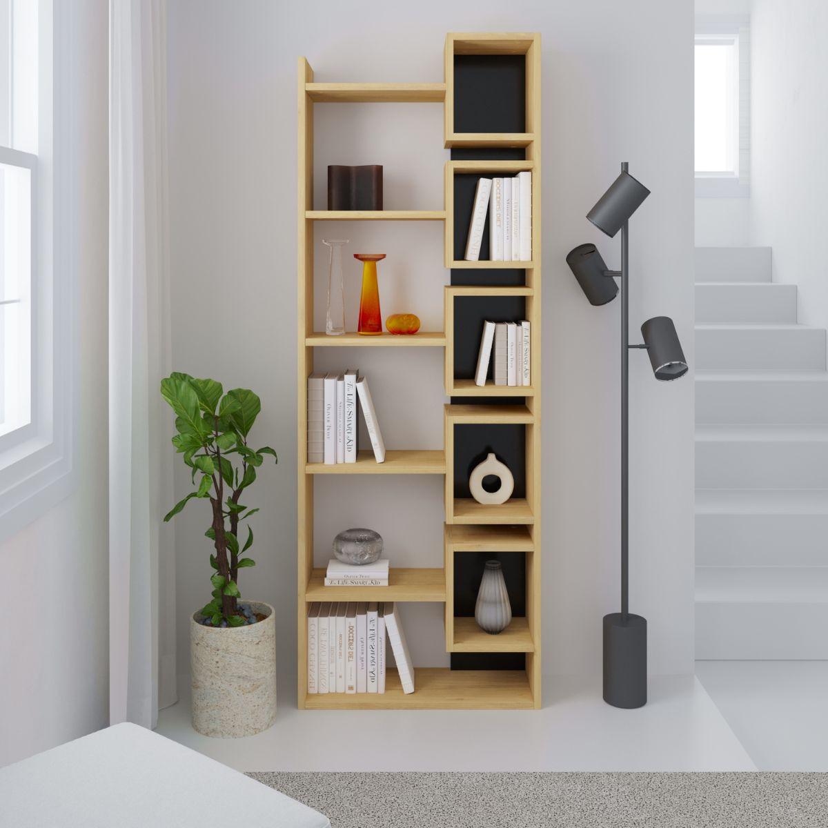 REGAL Design H168,5 cm - Eladi - Eiche Bianco/Anthrazit, Holzwerkstoff (22/168.5/60.4cm) - Calicosy