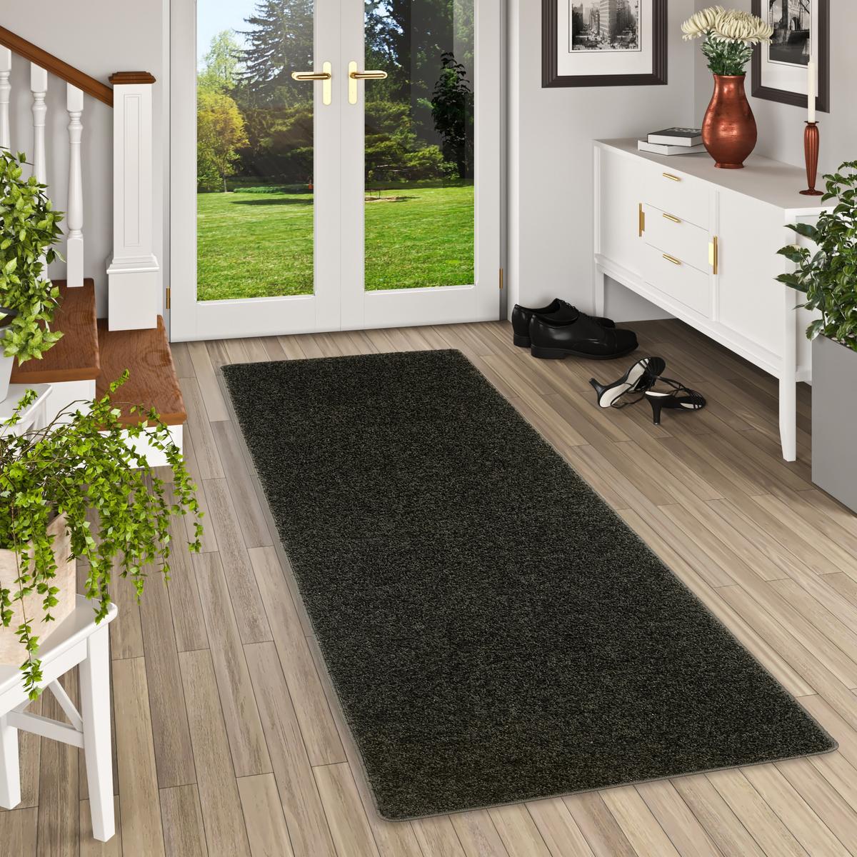 HOCHFLOR VELOURS TEPPICH LÄUFER MONA - Schwarz, Textil (80/200cm) - Snapstyle