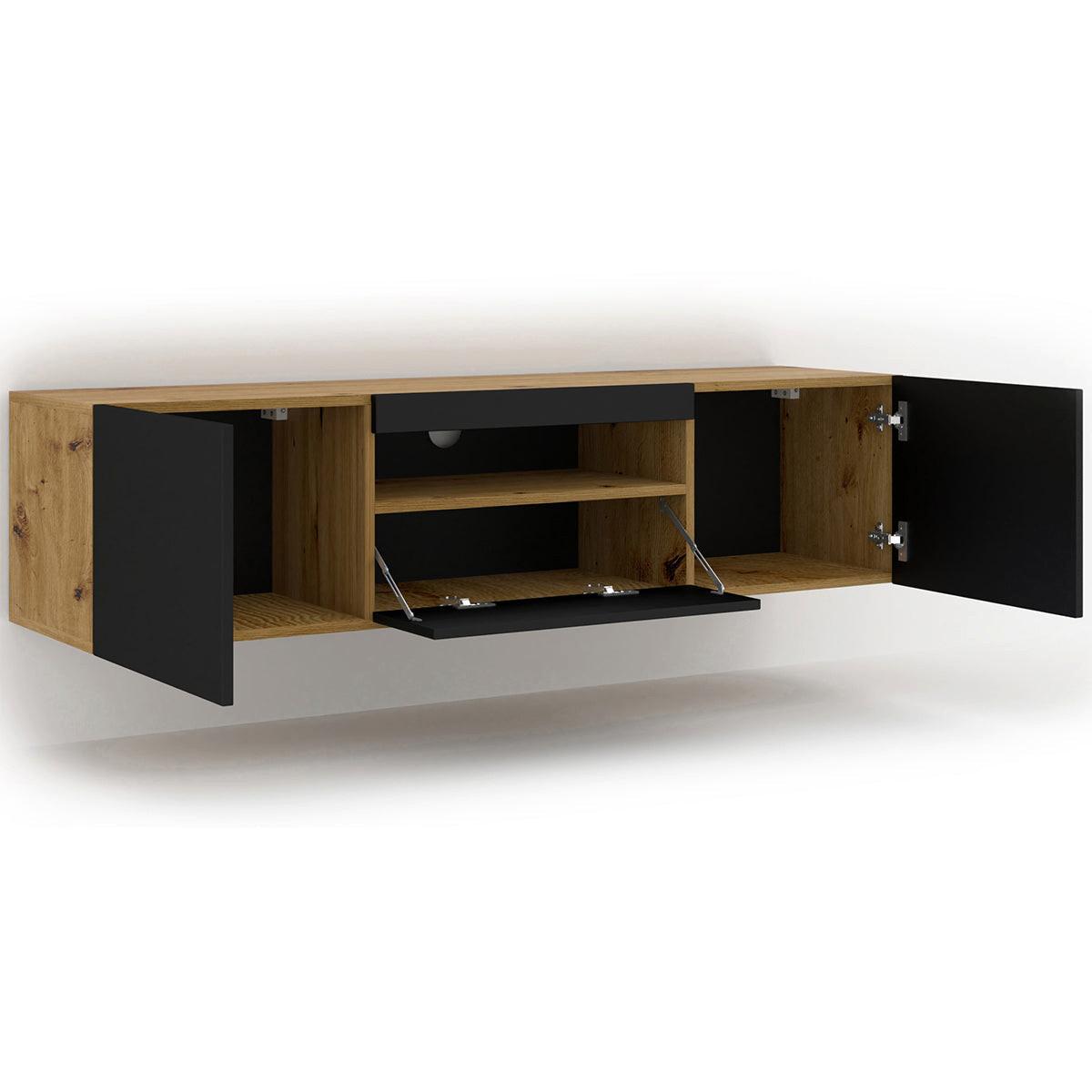 TV-MÖBEL Aurus Holz und Schwarz - Eichefarben/Schwarz, Holzwerkstoff (150/36/37cm) - Petits-meubles