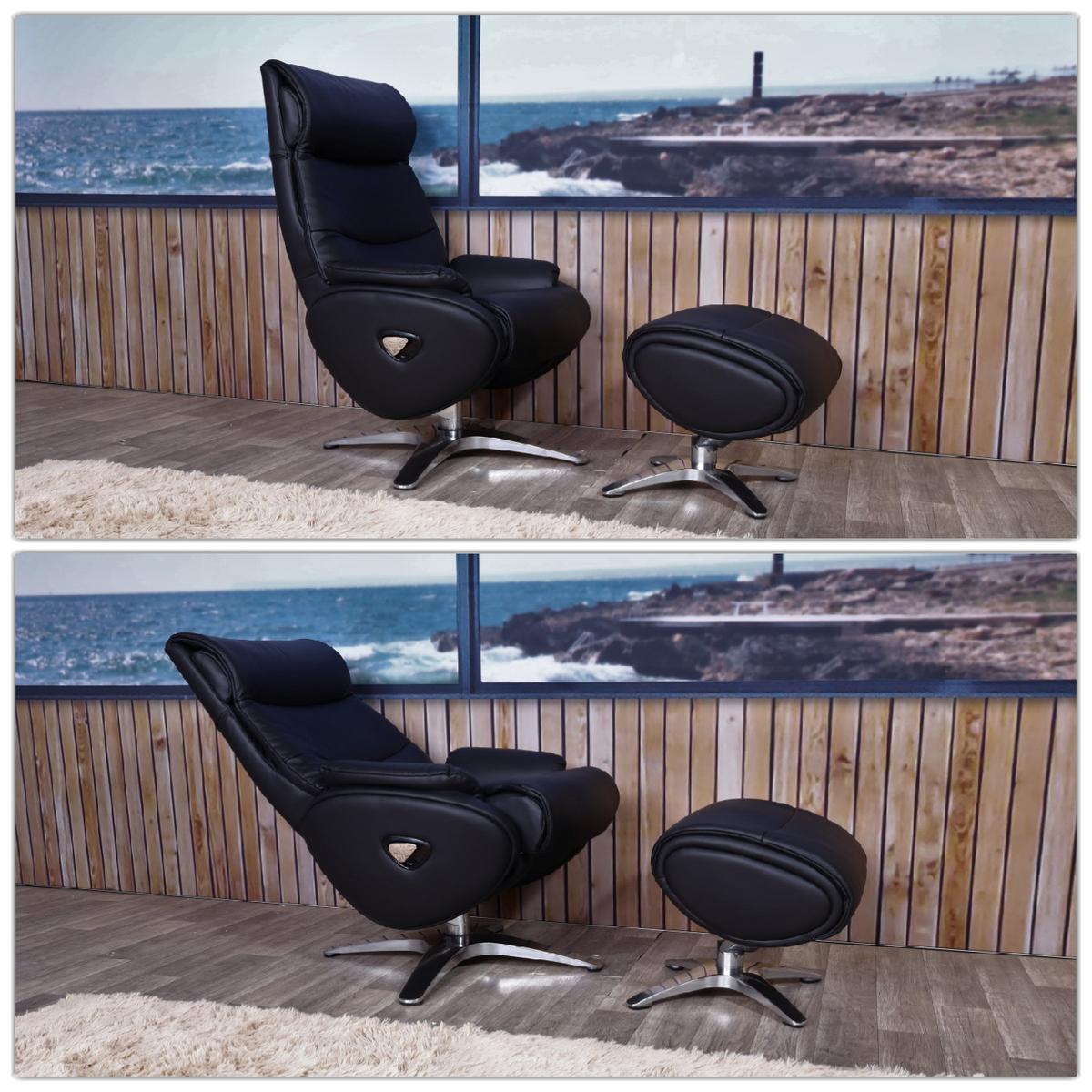 RELAXSESSEL MIT HOCKER Schwarz - Schwarz, Textil (117/110/77cm) - MCW