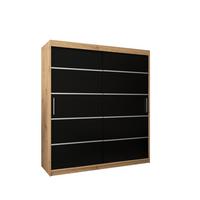 SCHWEBETÜRENSCHRANK 200/180/62 2-türig - Silberfarben/Schwarz, Holz/Kunststoff (180/200/62cm) - MÖBEL KRYSPOL