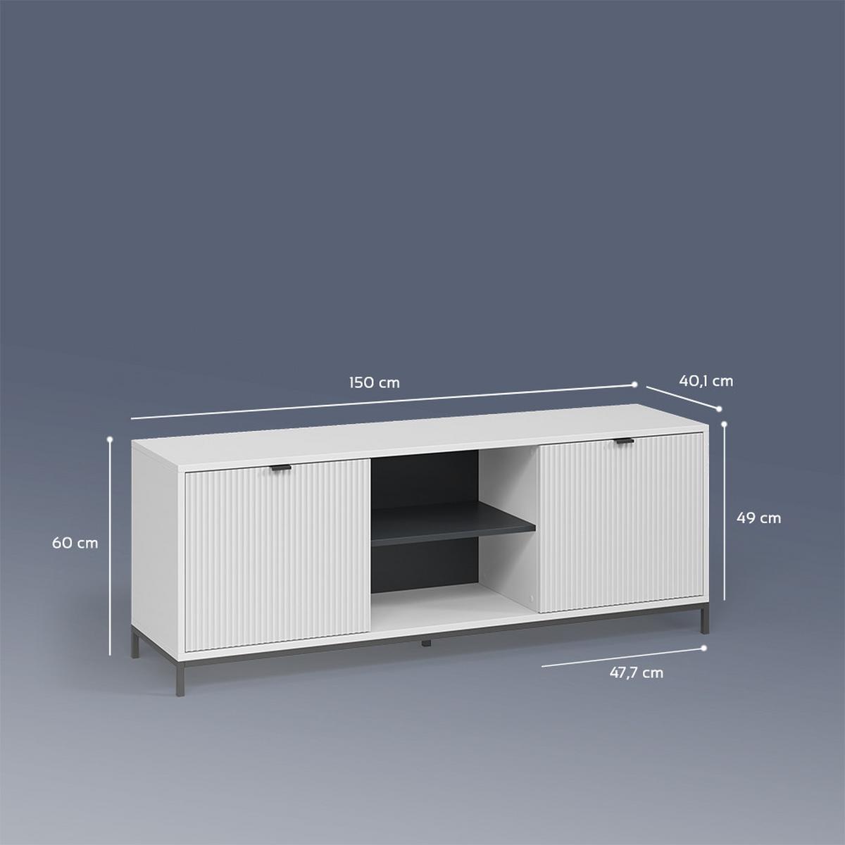 LOWBOARD Aterno Weiß 150 x 60 cm mit 2 Türen - Weiß, Holzwerkstoff (150/60/40.1cm) - Livinity®