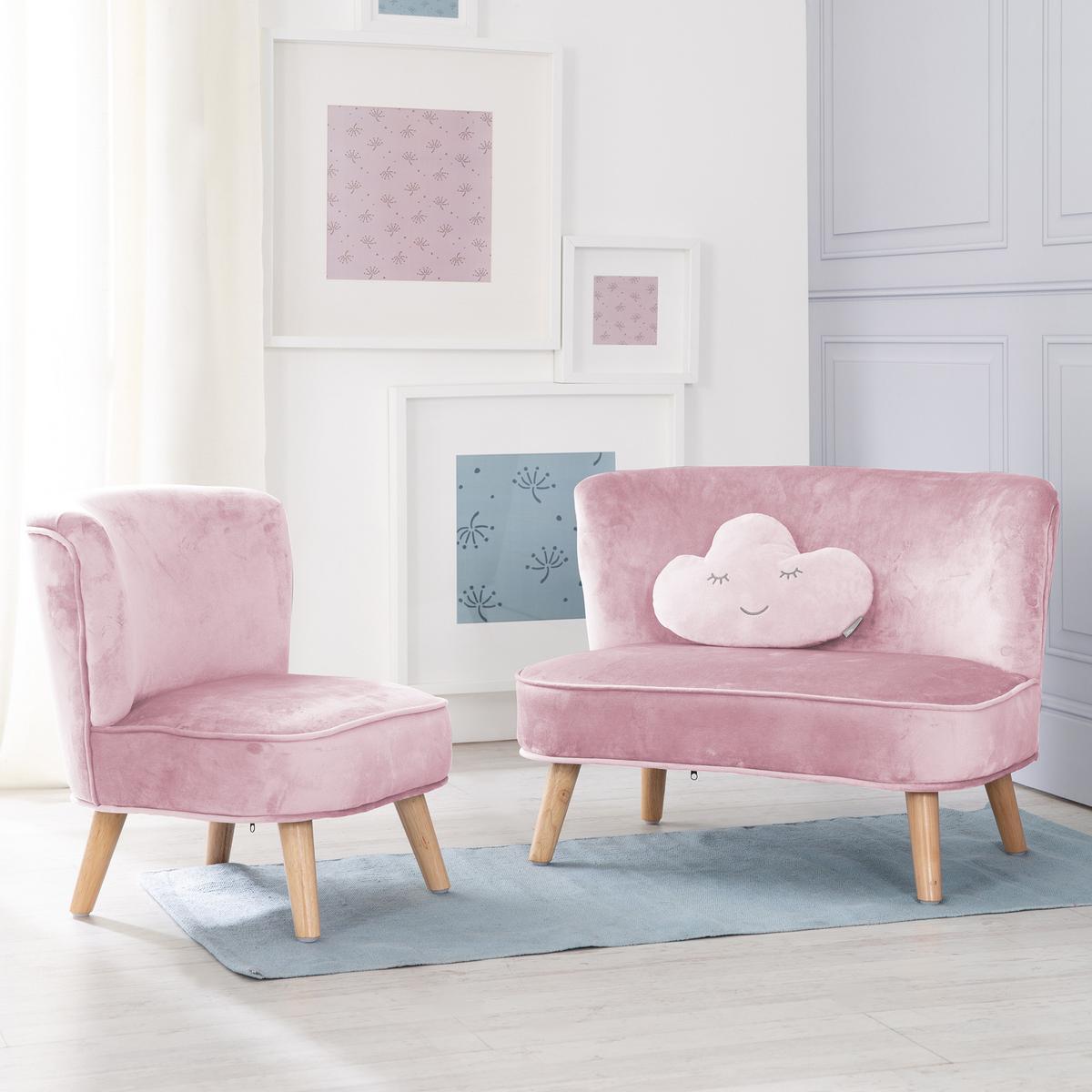 KINDERSOFA 3er-Set rosa / mauve - Rosa, Holzwerkstoff/Textil (70/50/48cm) - Roba
