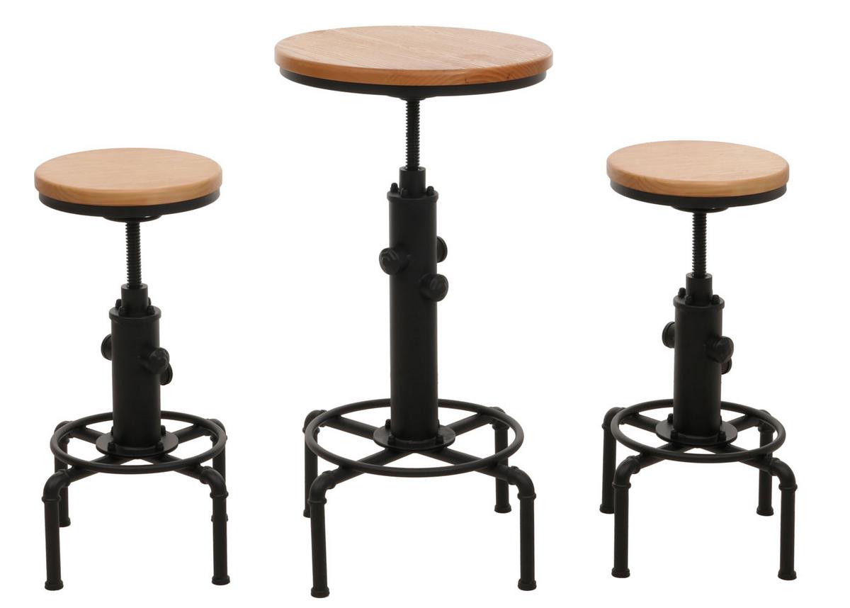 BARTISCH-SET rund Hellbraun 3er-Set - Hellbraun, Holz (40/40/104cm) - MCW