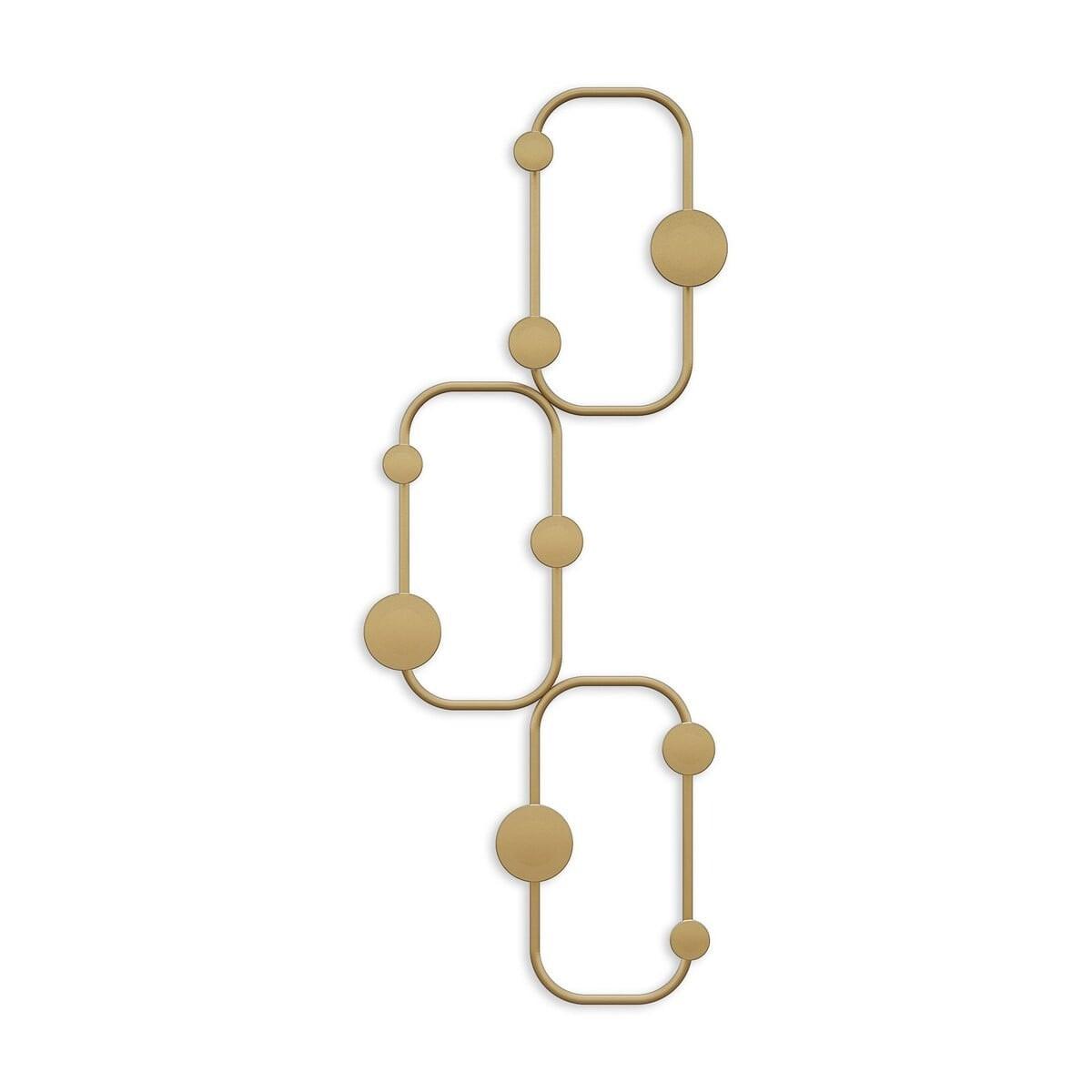 WANDGARDEROBE mit 6 abgerundeten Haken aus schwarzem Metall 28/5/70 cm - Goldfarben, Metall (5/70/7cm) - Calicosy