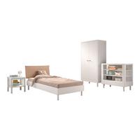 JUGENDZIMMER SET 90x200 Keeley Buche Weiß Holz Regal Komfort Stabil - Weiß, Holz (55/180/100cm) - 58aufmkessel