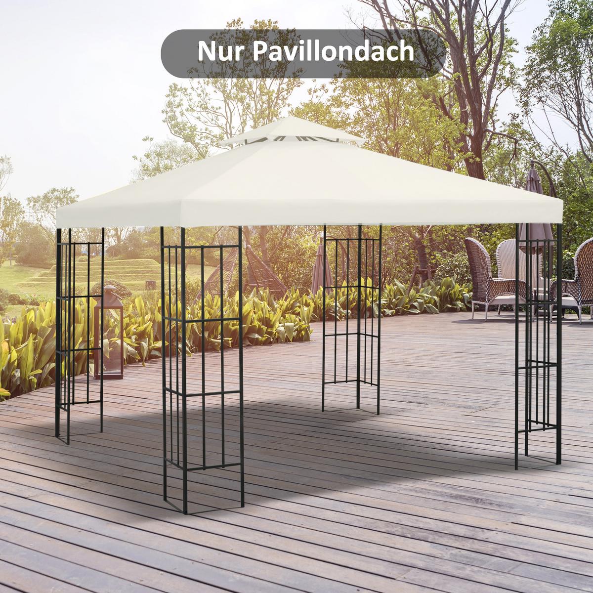 ERSATZDACH Dach für Metall-Gartenpavillon Pavillon Partyzelt Gartenzelt 3x3 - Weiß, Kunststoff (300/18/300cm) - Outsunny