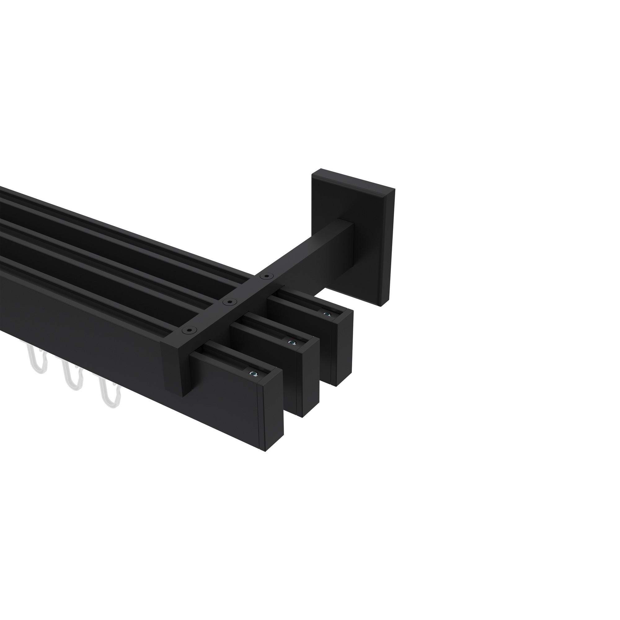 GARDINENSTANGE INNENLAUF Smartline Paxo 420 cm (geteilt in 3 x 140 cm), 3-läufig, 14x35 mm Schwarz - Schwarz, Metall (420cm) - INTERDECO